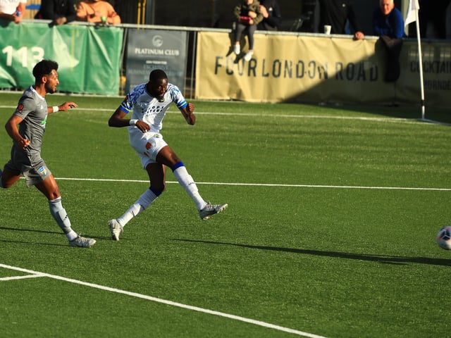 Mo Faal nets Hawks' second goal against Concord. Picture by Dave Haines