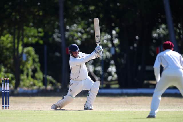 Brad Mengham hit an unbeaten 60 as Purbrook defeated Hambledon by two wickets. Picture: Chris Moorhouse