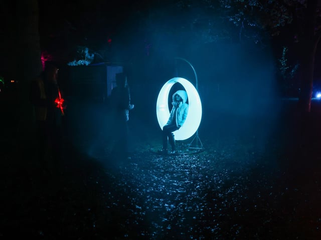 One of the illuminated moon chairs