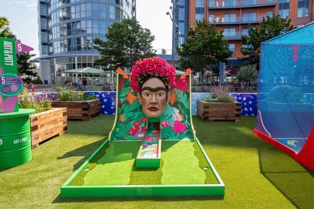 New mini golf course, Art and Putt, has opened in Gunwharf Quays, Portsmouth. Pictured: General view of the Art and Putt Picture: Habibur Rahman