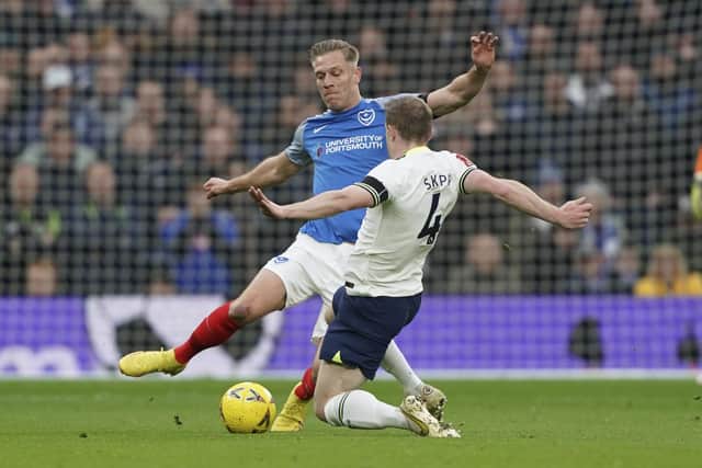 Michael Morrison, seen here in action against Spurs' Oliver Skipp, has been linked with a move back to first club Cambridge United. Picture: Jason Brown/ProSportsImages