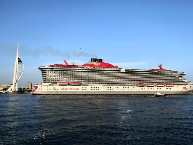 Virgin's Lady Resilient Cruise leaving Portsmouth as she heads for Zeebrugge.   Picture Credit: Alison Treacher