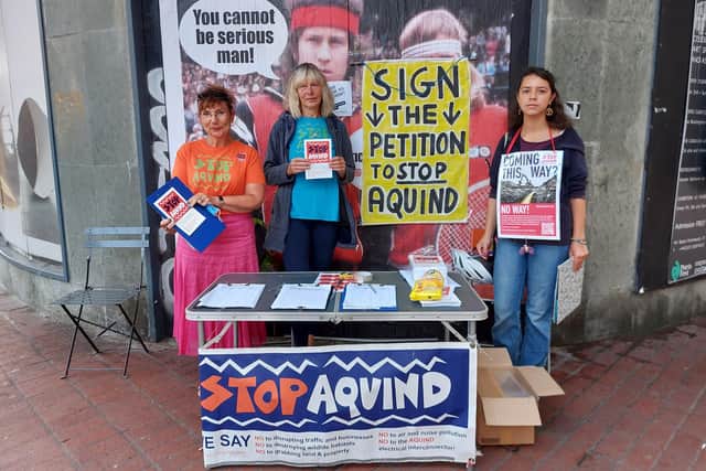 The Let's Stop Aquind group gathering signatures for their petition in Palmerston Road today
Left to right: Hazel Lyness, Viola Langley and Eve Mellor