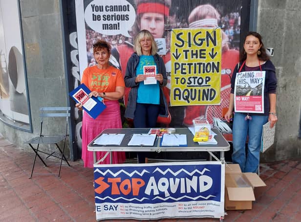 The Let's Stop Aquind group gathering signatures for their petition in Palmerston Road today
Left to right: Hazel Lyness, Viola Langley and Eve Mellor