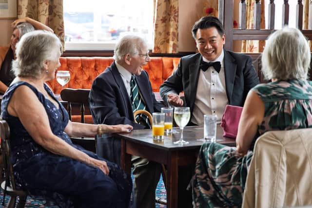 Alan Mak MP chats to World War Two veteran Edwin Walker before the Royal British Legion dinner