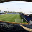 Stockport's Edgeley Park groun will host two pilot events this month with a number of supporters allowed in. Guiseley are also hosting two games. Photo by Pete Norton/Getty Images.
