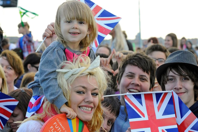 The Evening Celebrations at The Olympic Torch Relay as it came to Southsea Common early on Sunday evening 
There were stage acts as well as Rizzle Kicks a pop duo,  as 65000 people enjoyed the free spectacle 
Picture: Malcolm Wells (122387-5870)
