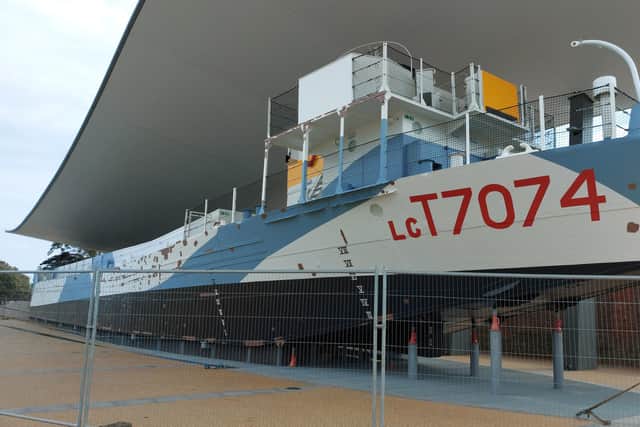 The LCT 7074 on Southsea seafront is undergoing paint work ahead of its re-opening on May 17.
