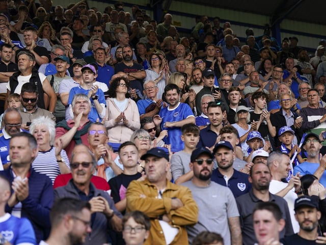The home section was sold out as 17,194 Pompey fans cheered on the Blues against Cheltenham