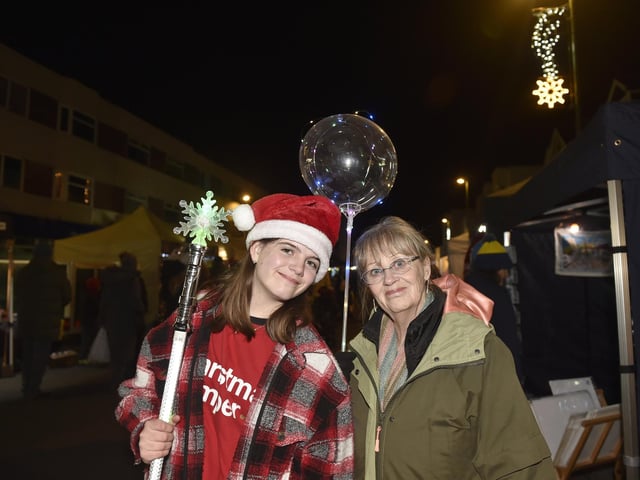 Lee-on-the-Solent Christmas lights were switched on in the High Street on Friday, November 24.Pictured is: Charlotte Simmons (11) from Portchester with her grandma Debra Simmons from Lee-on-the-Solent.Picture: Sarah Standing (241123-2423)