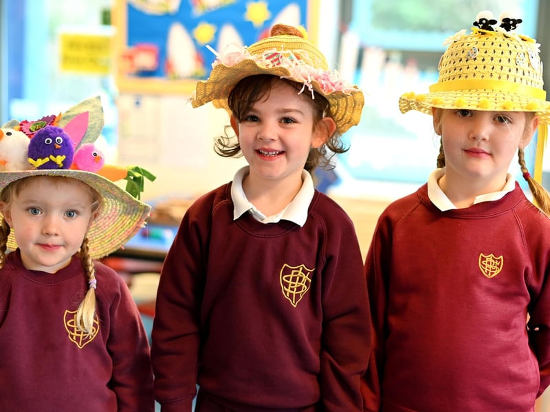 Pupils with their colourful creations