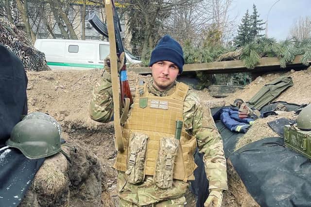 Ethan Dennis in Kyiv.  the ex-Royal Navy seaman who travelled to Ukraine to fight claims he was held at gunpoint by special forces - and helped to arrest a Russian spy. Photo: Ethan Dennis /  SWNS