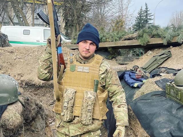 Ethan Dennis in Kyiv.  the ex-Royal Navy seaman who travelled to Ukraine to fight claims he was held at gunpoint by special forces - and helped to arrest a Russian spy. Photo: Ethan Dennis /  SWNS