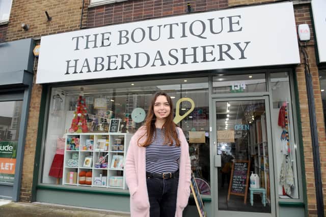 Boutique Haberdashery in West Street, Fareham, has moved to a bigger premises in Fareham.
Pictured is: Owner of Boutique Haberdashery Jess Hayman.
Picture: Sarah Standing (041220-9586)