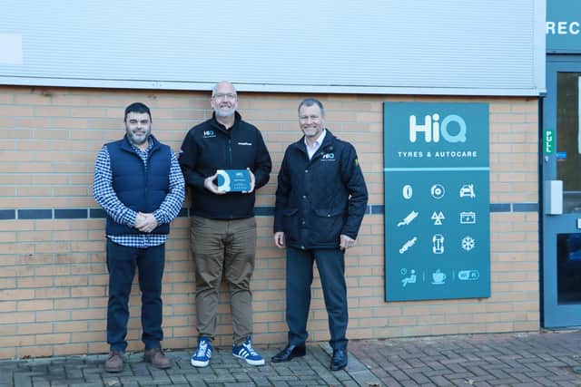HiQ Tyres & Autocare Whiteley and HiQ Tyres & Autocare Hegde End, part of the Hampshire-based TyreShops Group led by Managing Director Andy Mellers, received an official plaque now proudly displayed in-store.