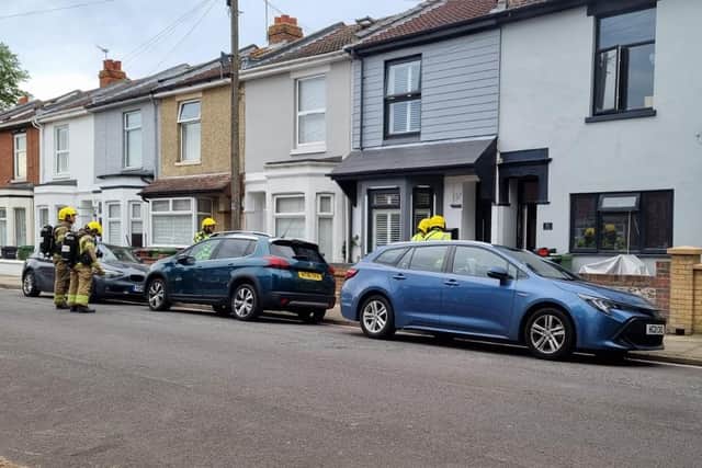 Firefighters couldn't drive into Fifth Street, Fratton, Portsmouth, on August 2 for a house fire call due to parked vehicles blocking access. Picture: Stuart Vaizey
