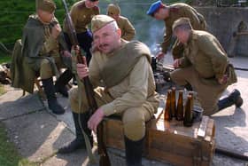 2005. Members of the 2nd Guards Rifle Division of The Soviet Red Army 1941-45 - ' The Great Patriotic War ' join in the re-enactments at Fort Nelson. Picture: Malcolm Wells 051491-66