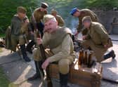 2005. Members of the 2nd Guards Rifle Division of The Soviet Red Army 1941-45 - ' The Great Patriotic War ' join in the re-enactments at Fort Nelson. Picture: Malcolm Wells 051491-66