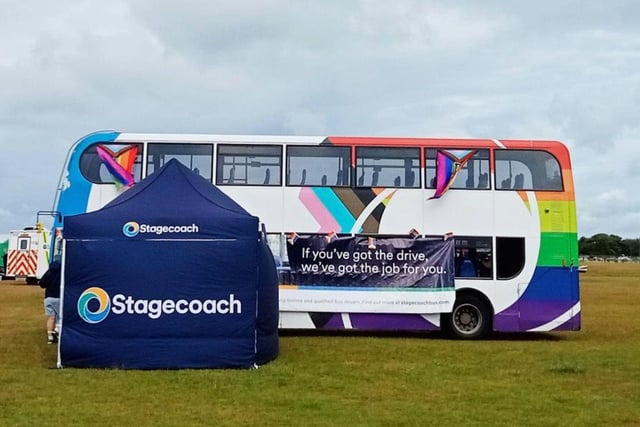 Stagecoach South's Pride bus at Portsmouth Pride