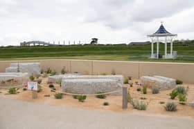 One of the new boulder gardens - using boulders reclaimed from the sea. The newly-repainted bandstand was also sparkling Picture: Habibur Rahman
