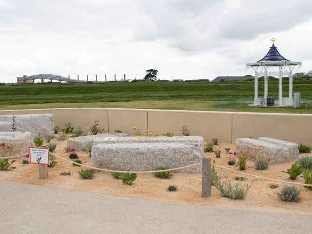 One of the new boulder gardens - using boulders reclaimed from the sea. The newly-repainted bandstand was also sparkling Picture: Habibur Rahman