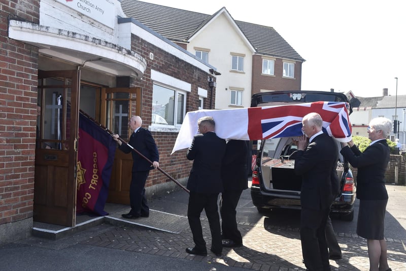 The funeral of veteran Reginald Plowman took place at The Salvation Army Church in The Crossways, Gosport, on Thursday, May 9, 2024.

Picture: Sarah Standing (090524-2000)