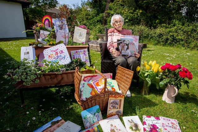 Doreen Beaven with some of the 330 cards she recieved at Wimborne Care Home, Hayling Island. Picture: Habibur Rahman
