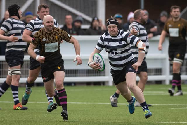 Will Owen with the ball for Havant during their win against Camberley. Picture: Keith Woodland