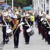It's not the first time a Royal Marines band has put on a surprise performance - with an group from the band's School of Music surprising shoppers at Gunwharf Quays in 2018 . Picture: Malcolm Wells.