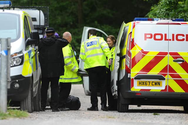 Police at Havant Thicket on Friday, May 22, after finding Louise Smith's body during a search the day before. Picture: Sarah Standing (220520-2669)
