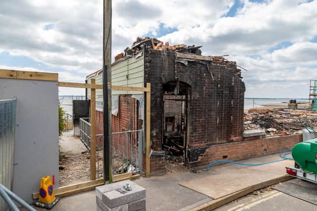 Much of the building was left in ruins by the flames and smoke and minor smoke damage was also caused at the adjacent Breezes Cafe. The ferocious fire which destroyed the historic pub is believed to have been caused by an electrical fault in a tumble dryer.Picture: Mike Cooter (010624)