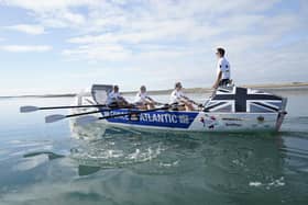 Instructors from the Royal Army Physical Training Corps, Captain Scott Pollock (standing), Staff Sergeant Phillip Welch (left), Warrant Officer Class 1 Victoria Blackburn (second left) and Sergeant Laura Barrigan, in training at Thorney Island near Chichester ahead of their attempt to row the Atlantic Ocean competing as the Force Atlantic 21 team in the Talisker Whisky Challenge. Picture date: Wednesday October 13, 2021.