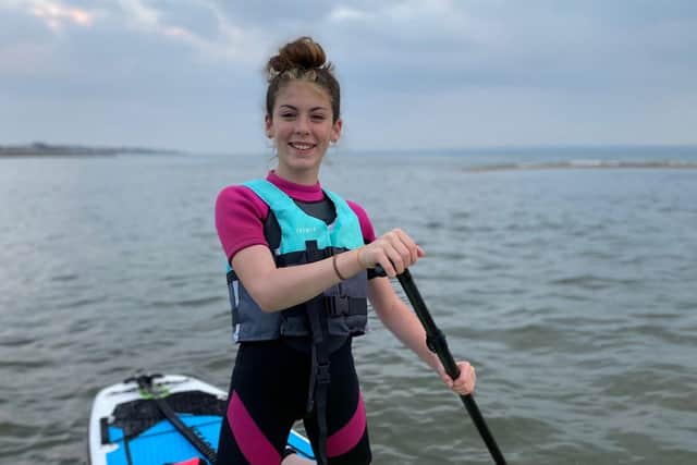 Seren Killpartrick, 12, from Fareham will be paddleboarding from the Isle of Wight to Gosport on September 16