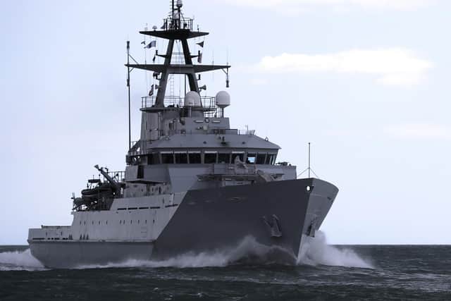 HMS Tyne was scrambled to shadow three Russian warships through the Channel