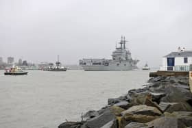The Italian aircraft carrier heading into Portsmouth