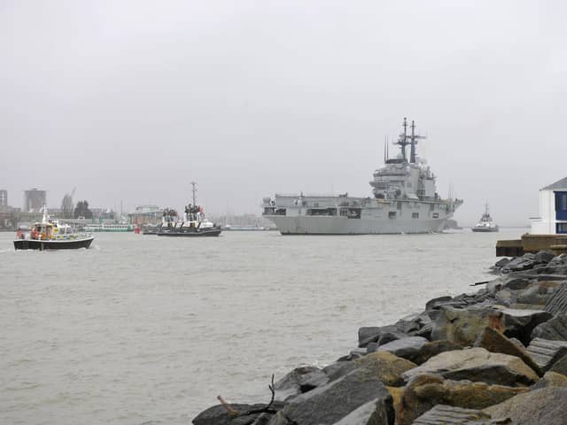 The Italian aircraft carrier heading into Portsmouth