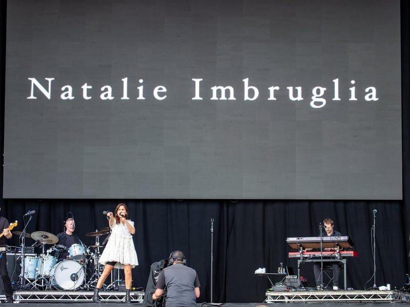 Natalie Imbruglia was the big lunchtime act on the Common Stage on Saturday afternoon. Photo by Alex Shute
