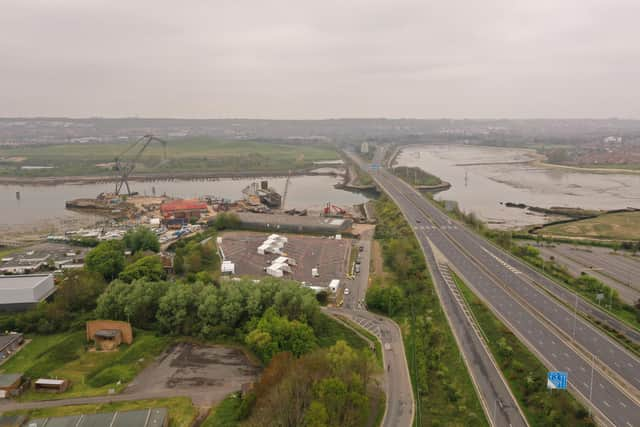 Aerial photos appear to show Portsmouth's new coronavirus testing centre being constructed. Picture: Solent Sky Services