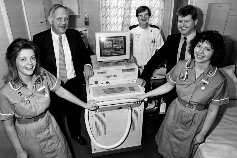 Employees of St Mary's Hospital, Portsmouth, are proud of the new Prostatic microwave machine, 1990. The News PP5080