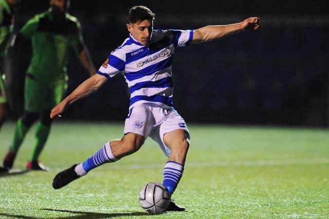 James Roberts about to convert a penalty for Oxford City against Tamworth in last season's FA Cup third qualifying round tie. Picture: Alex Burstow/Getty Images.