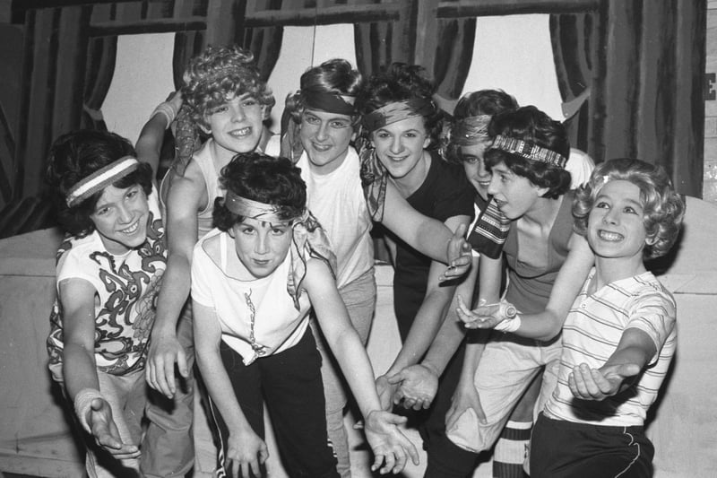 Scouts putting the final touches to their Gang Show which had an aerobics theme in 1984. Is there someone you know in this photo?