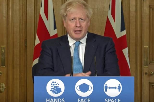 Prime minister Boris Johnson during a media briefing in Downing Street, London, on coronavirus on Friday, October 16. Picture: PA Video/PA Wire