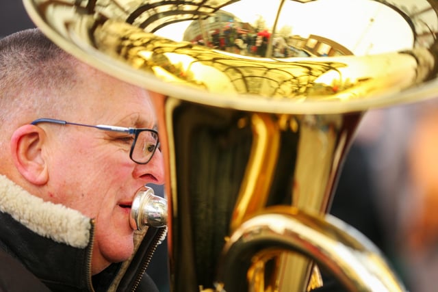 Player in Denmead Brass. Waterlooville Christmas market 
Picture: Chris Moorhouse (jpns 021223-34)