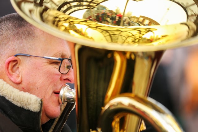 Player in Denmead Brass. Waterlooville Christmas market Picture: Chris Moorhouse (jpns 021223-34)