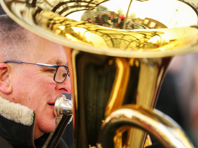 Player in Denmead Brass. Waterlooville Christmas market
Picture: Chris Moorhouse (jpns 021223-34)