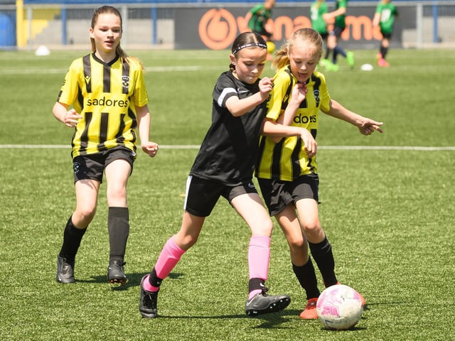 Girls' football action from the Havant & Waterlooville Summer Tournament. Picture: Keith Woodland (030621-66)