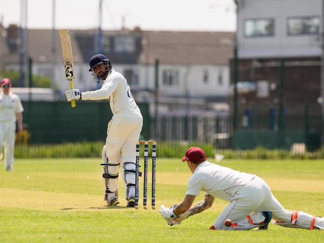 Rakesh Janardhanan batting for Kerala 2nds against Portsmouth & Southsea 3rds. Picture: Keith Woodland (270521-207)