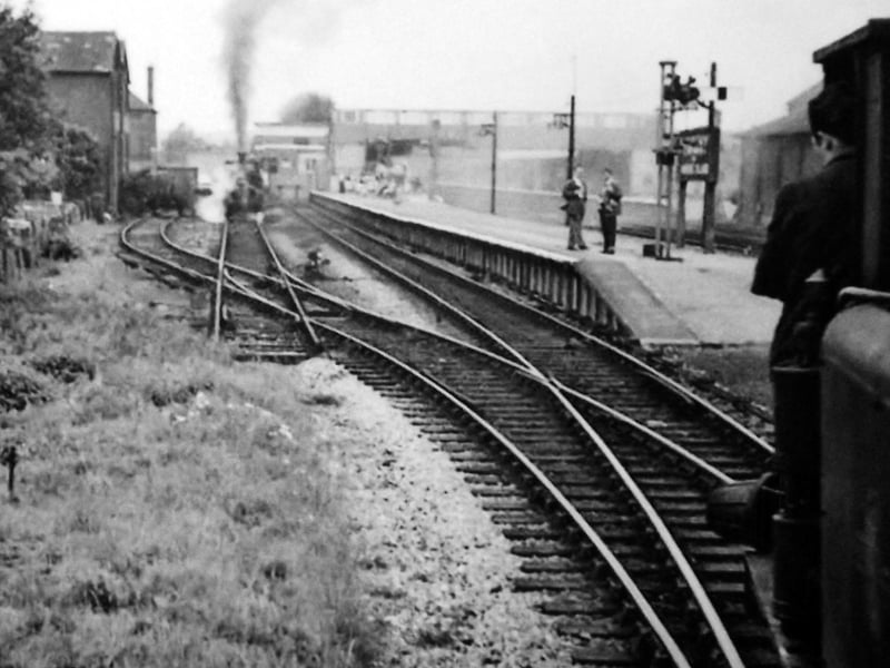 Arrival of the Hayling Billy. Seen arriving at Havant bunker first is the Hayling Billy. The Billy in the run-round loop will take the rain out again.