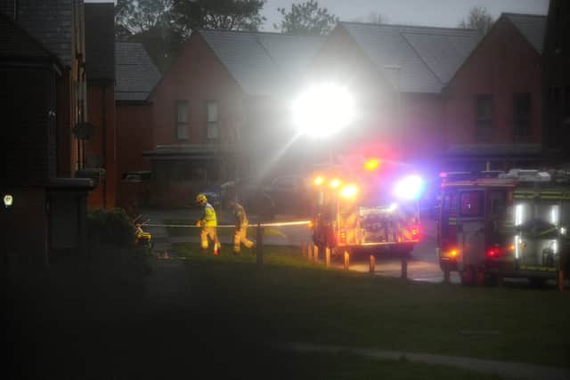 Firefighters entering a house in Reed Close, Swanmore, this morning