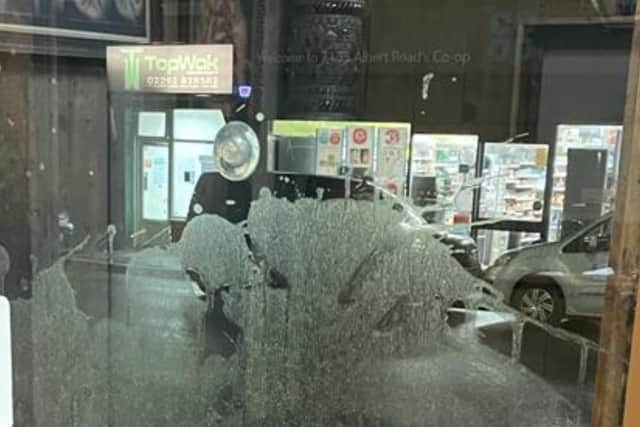 The shopfront was also covered with what appeared to be cooking grease.